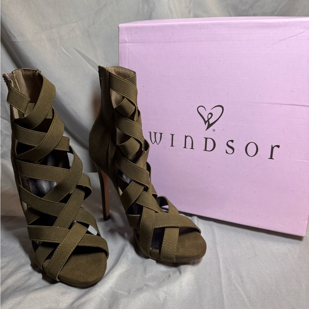 Windsor Olive Green Strappy Heels